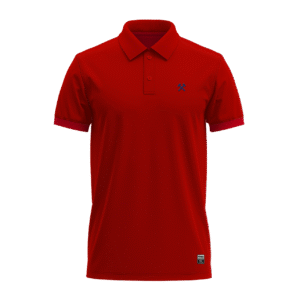 Pamuklu Polo T-Shirt Kırmızı Lacivert Logolu
