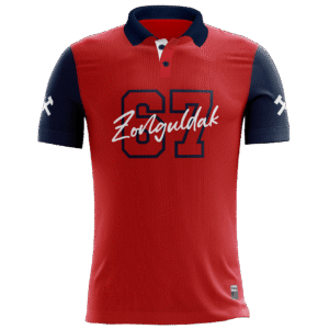 Micro Polo T-Shirt Kırmızı Lacivert Kollu